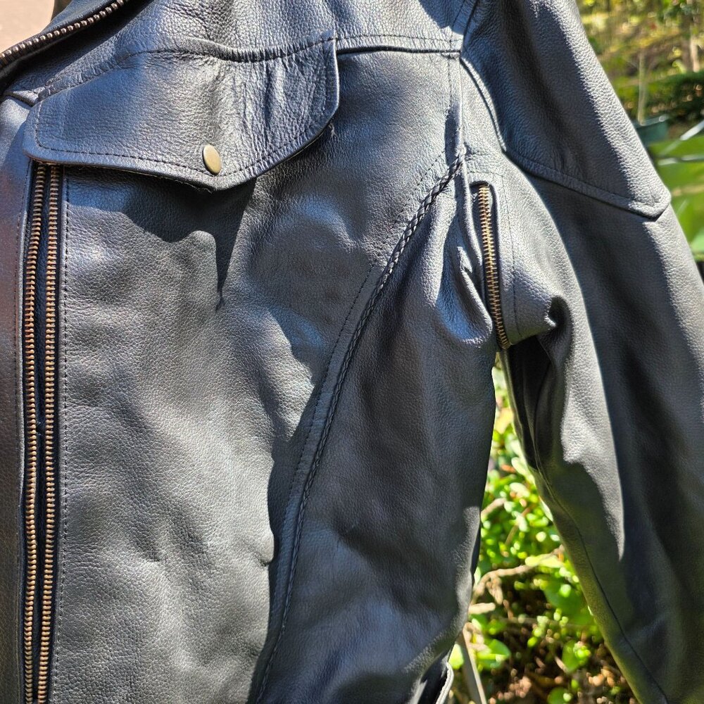 Vintage Motorcycle Jacket Barneys Leather Womens Sz 48 Black Thinsulate Zipped - Picture 6 of 12